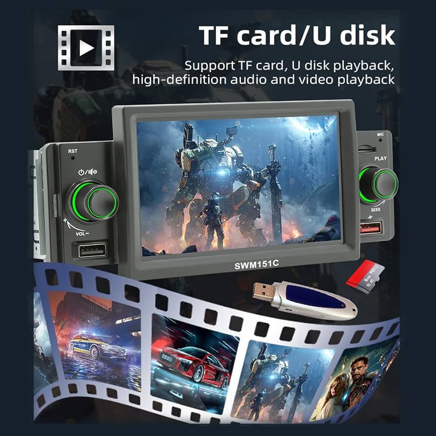 5 インチ カーステレオ FM BT カラフルバックライトカーオートオーディオ 5 インチ カーステレオ FM TF BT カラフルなバックライトカー